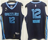 Men's Memphis Grizzlies #12 Ja Morant Navy With NO.6 Patch Stitched Jersey,baseball caps,new era cap wholesale,wholesale hats